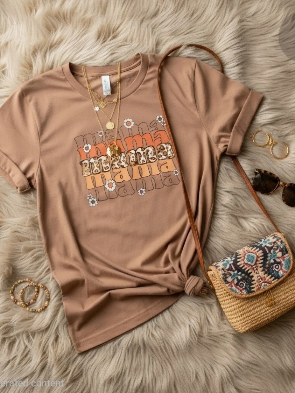Bella Canvas Tan 'mama' Graphic Short Sleeve Tee